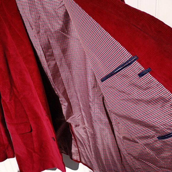 SADDLEBRED Jacket Mens 56R Sport Coat Red Corduroy 2 Button Christmas Blazer - Picture 10 of 16